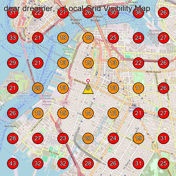 dear dreamer, GeoGrid visibility map for Women'S Clothing Store in Brooklyn